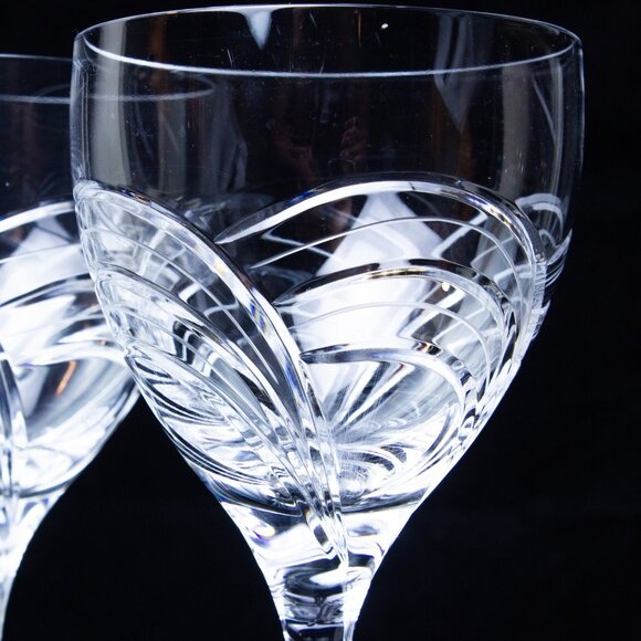 Rogaska Maestro Crystal Water Goblets With Elegant Etched Design - Set Of 3 - Picture 7 of 9